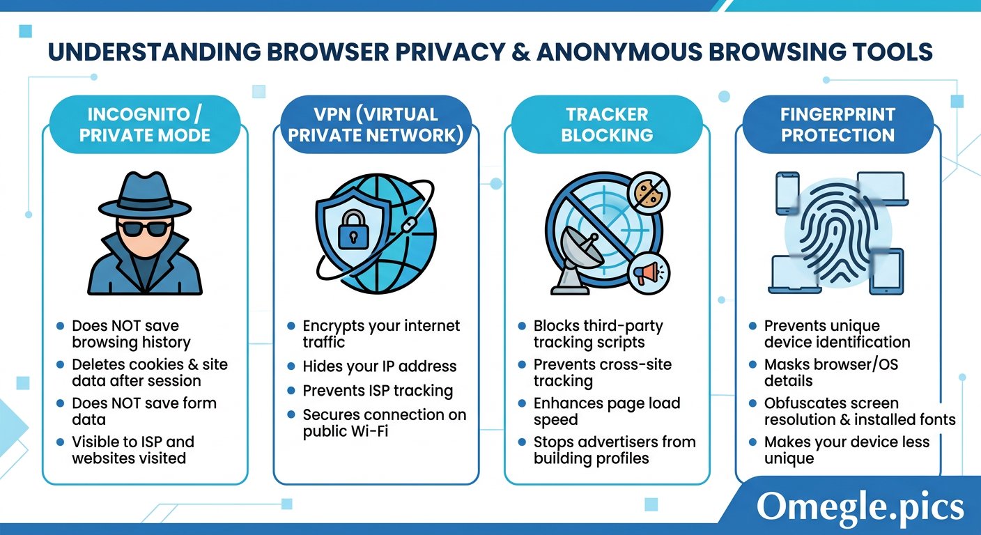 Browser privacy settings and extensions infographic