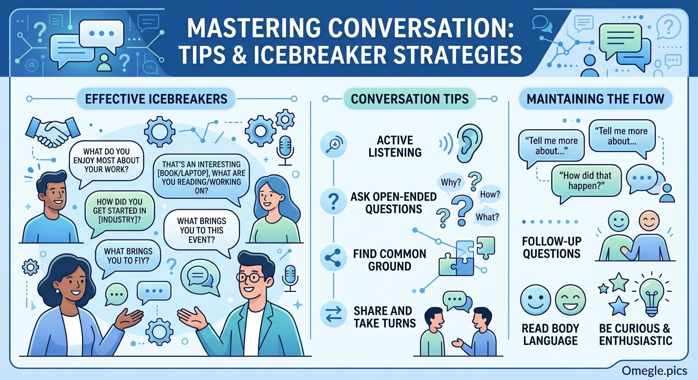 Effective ice breakers and chat strategies infographic