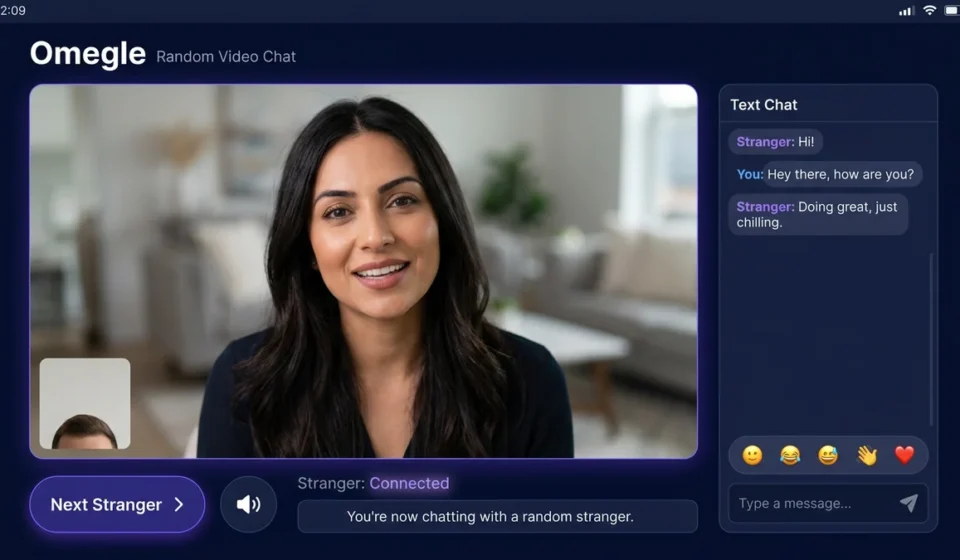 Omegle cam2cam chat UI with branding