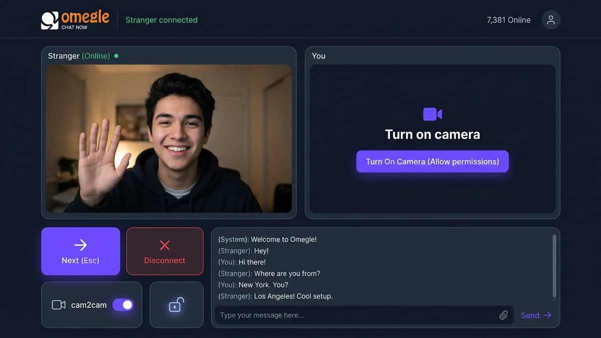Two-way cam2cam moment on omegle UI